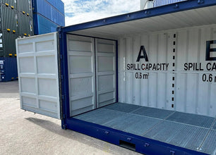 20 foot open side container with retention tank