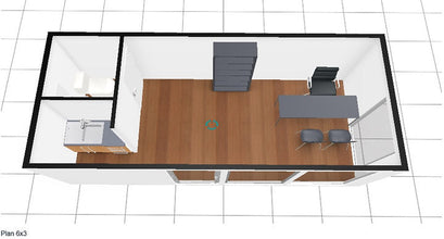 18m² office space with bathroom and kitchenette